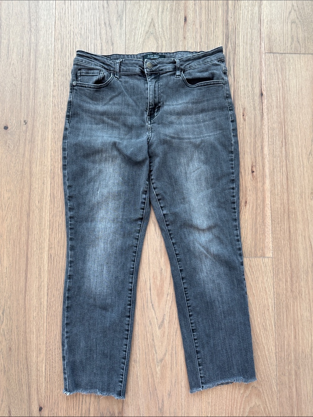 Judy Blue Boyfriend Classic Charcoal Gray Faded Raw Hem Relaxed Fit Juniors 13